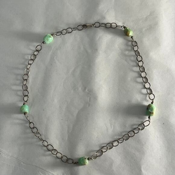 5/ $25 Green Stone and chain necklace - Picture 3 of 6